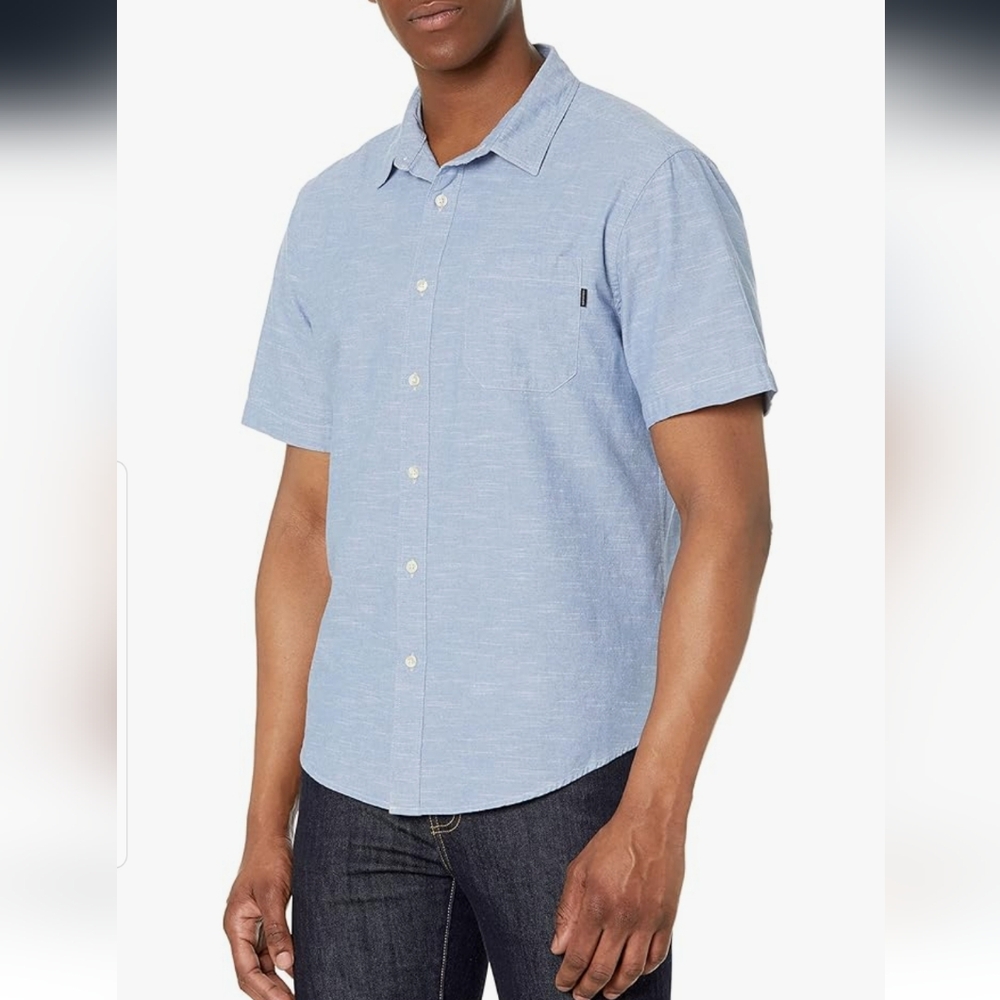 Dockers Chambray Blue Button Down Shirt Short Sleeve